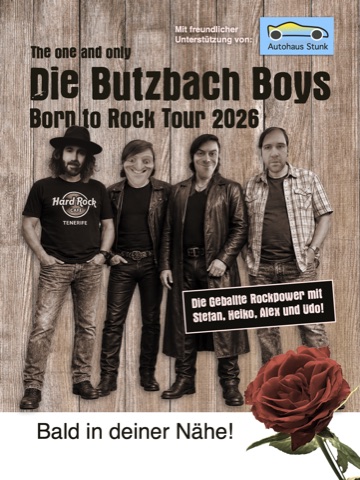 Tourplakat: Die Butzbach Boys – Born to Rock Tour 2026