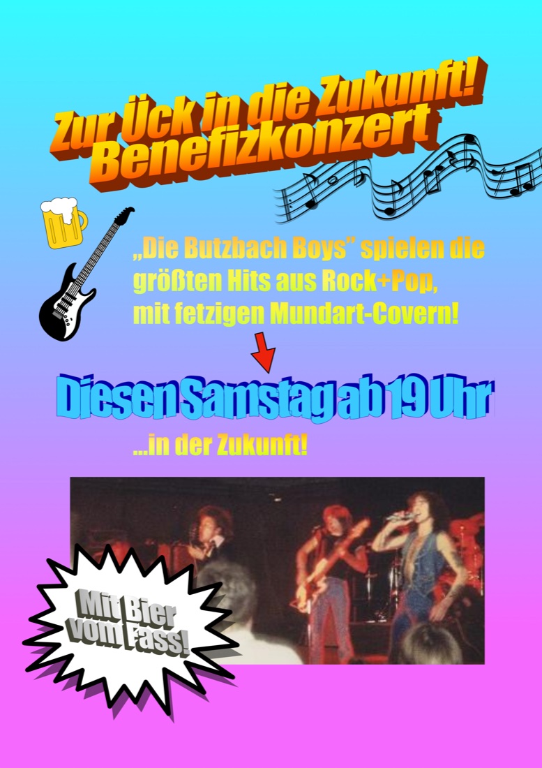 Plakat: Benefizkonzert Zur Ück in die Zukunft