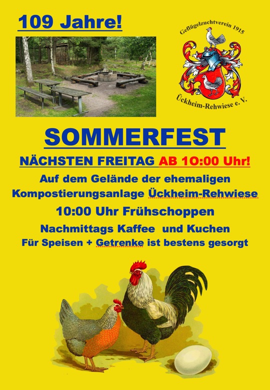 Plakat: Sommerfest Geflügelzuchtverein
