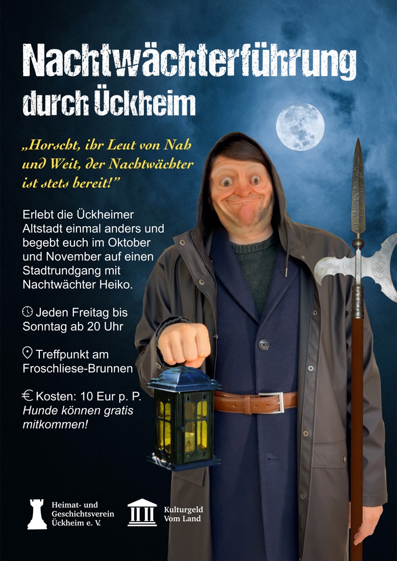 Plakat: Nachtwächterführung durch Ückheim